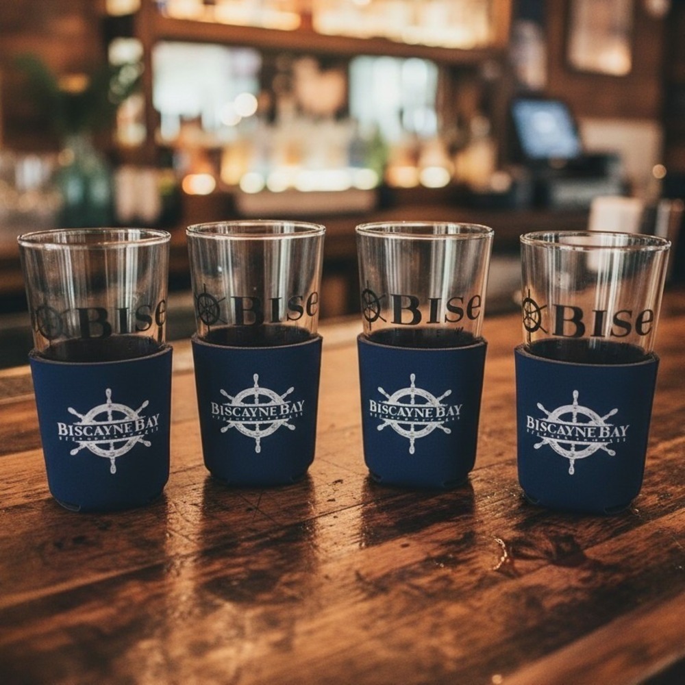 Biscayne Bay Brewing Company Craft Beer Glass, Set of 4 Vintage Miami Breweriana